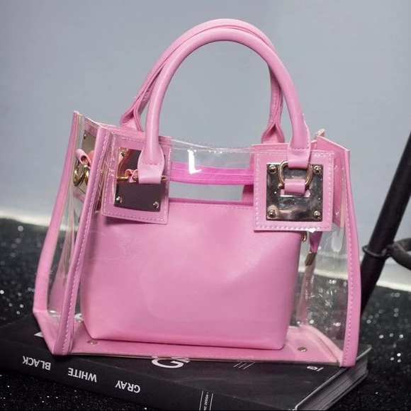 Pink 2 in 1 Clear PVC Bag w/ Makeup Pouch - Picture 2 of 12